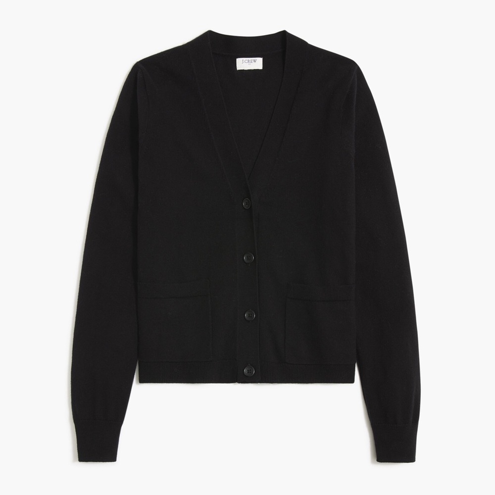 J.Crew Cotton Cashmere Blend Black V-Neck Cardigan